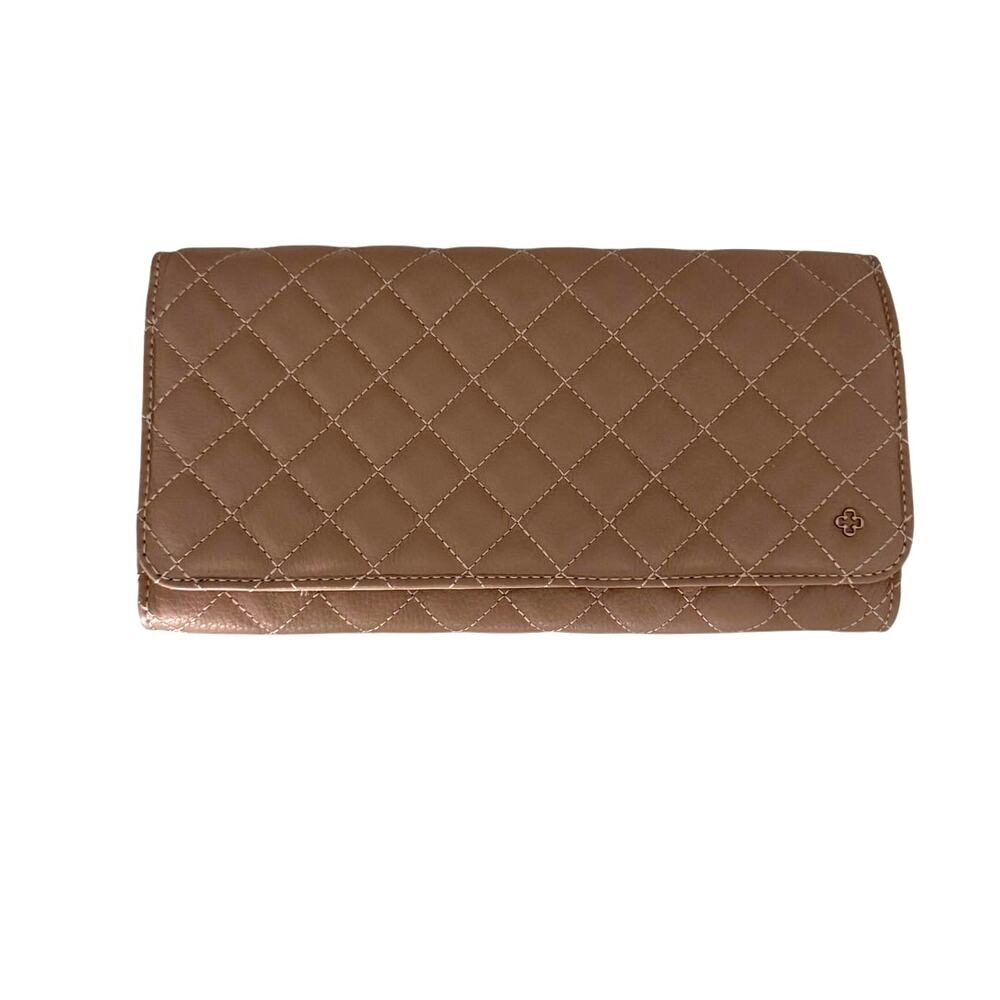 Quilted Beige Leather Clutch